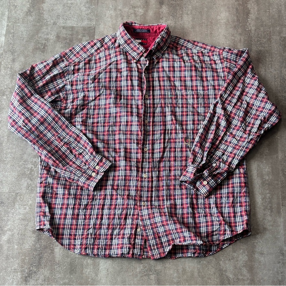Vintage Tommy Hilfiger Button Down Shirt Mens XL Crest